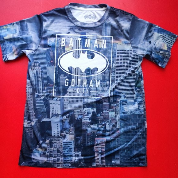 Batman Gotham City graphic design grey T-shirt boy's size L - Picture 1 of 5